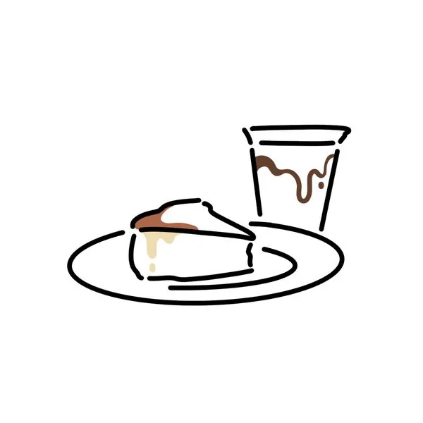 チーズケーキとドリンクのイラスト